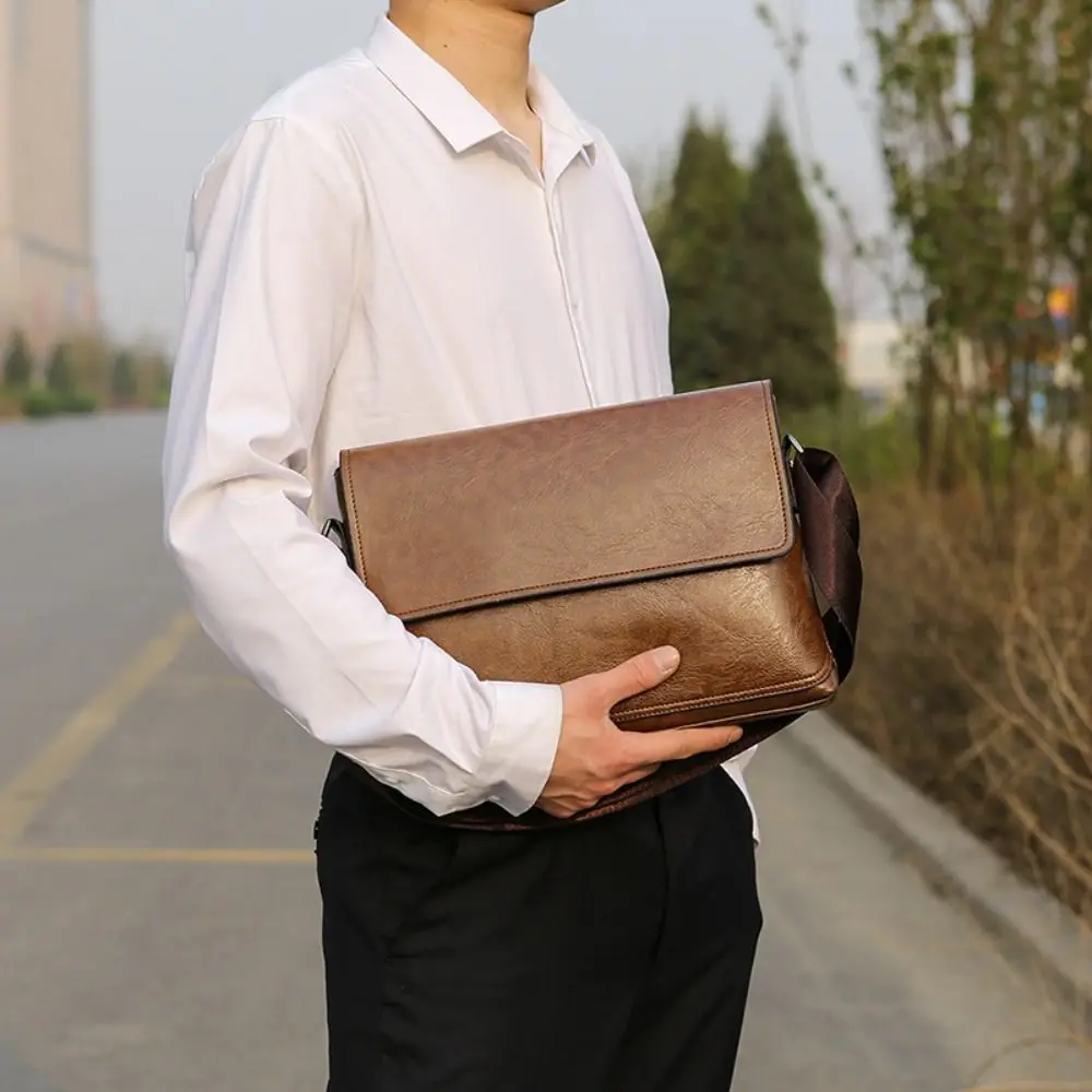Luxury Bags For Men - 高級PUレザー クロスボディバッグ 多機能 ヴィンテージ メンズウォレット シングルショルダー
