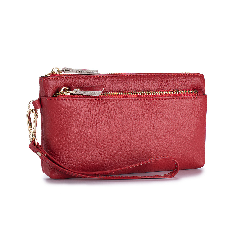 Wristlet Wallet Zipper - 2026 ソフト本革ロングリストクラッチバッグ 女性用、都会的なミニマリスト風ペブルドレザージッパーロングウォレット 大容量