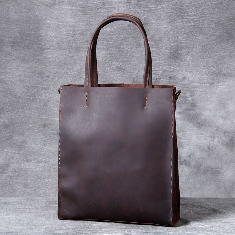 Luxury Bags For School - ヴィンテージ本革メンズハンドトートバッグシンプルなクレイジーホース牛革ショッピングホールドオール高級仕事ラップトップショルダーメッセンジャーバッグ