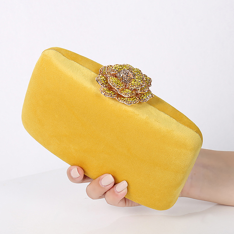 Luxury Bags Yellow - 女性のためのファジートートのハンドバッグ,黄色,豪華な,小さなデザイナーポーチ,結婚披露宴のポーチ,ダイヤモンドの花