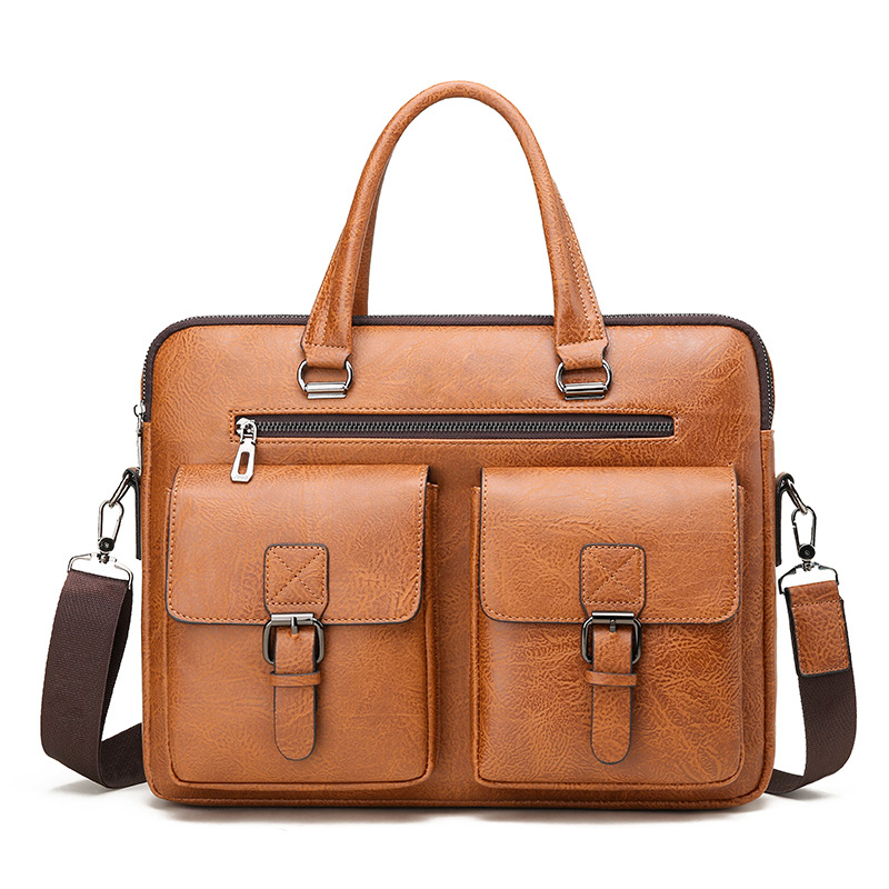 Luxury Bags For Men - 男性用PUレザービジネスブリーフケース,ショルダーバッグ,ラップトップ用オフィスランチバッグ,A4ファイル,高級ブランド