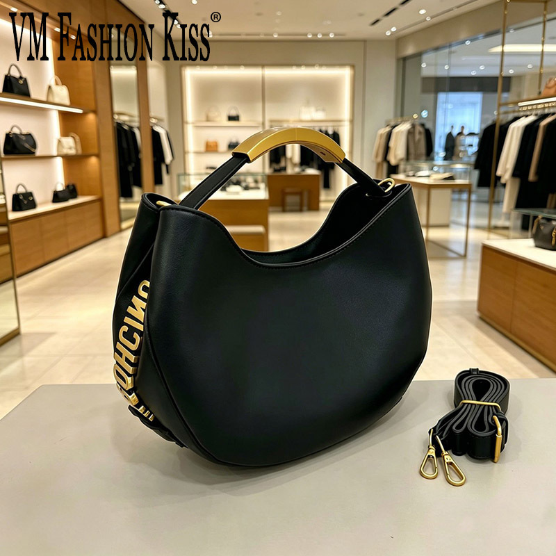 Luxury Bags Sell - デミサークル女性用ゴールデンレタートート巾着バケットバッグ高級開閉式大容量トレンド人気販売中財布