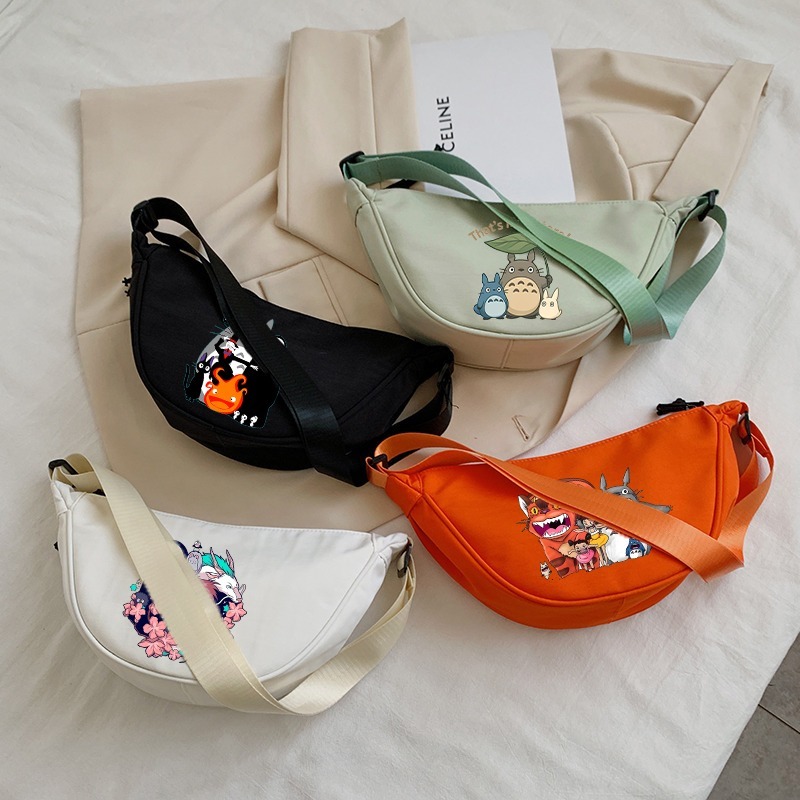 Shoulder Bag Slouchy - トトロクロスボディバッグ女性用かわいい漫画アニメパターンプリントショルダーバッグユニセックス大容量ポータブルバックパックパーティーギフト