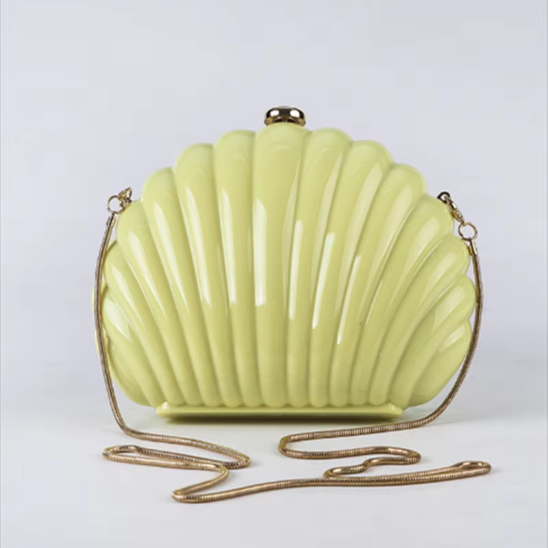 Luxury Bags Yellow - レディースミニシェルバッグ アクリル製 高級デザイナーブランド製 化粧品＆携帯電話用ケース イエローベージュポーチ 可愛いショルダートートバッグ