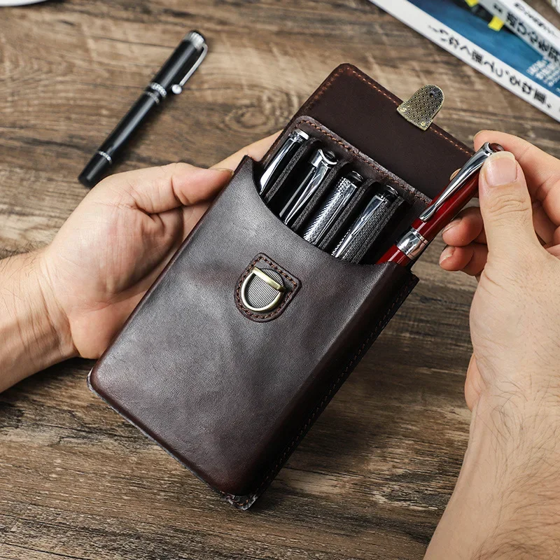 Luxury Bags For School - 5スロット高級本革ペンケース、取り外し可能なペン トレイ ホルダー付き手作りペンケース、文房具、学校、オフィス用品