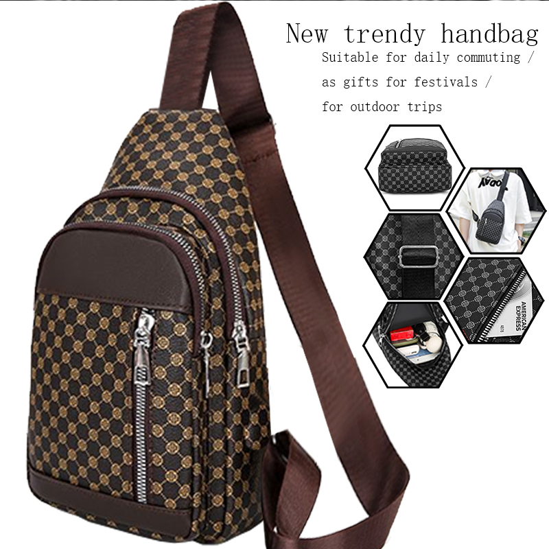 Shoulder Bag Slouchy - パッチワークドットデザインの女性と男性向けのニュートラルスタイルの機能的なチェストバッグ、ビジネス用シングルショルダーバッグに最適
