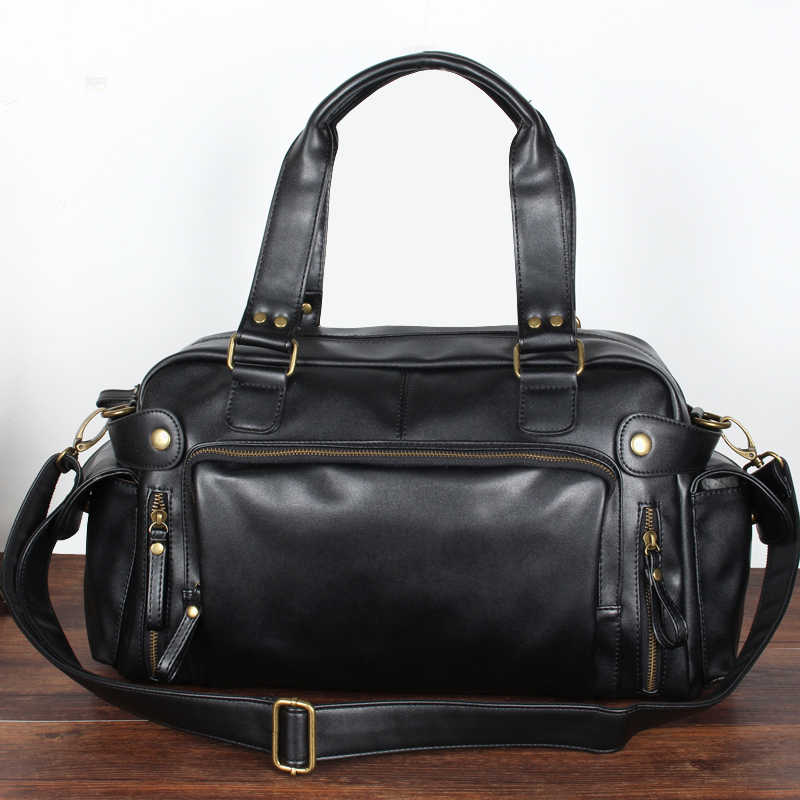 Luxury Bags For Men - カジュアルボストンハンドバッグメンズ高級デザイン PU レザーショルダーバッグファッションクール大容量オートバイバッグ旅行クロスボディバッグ