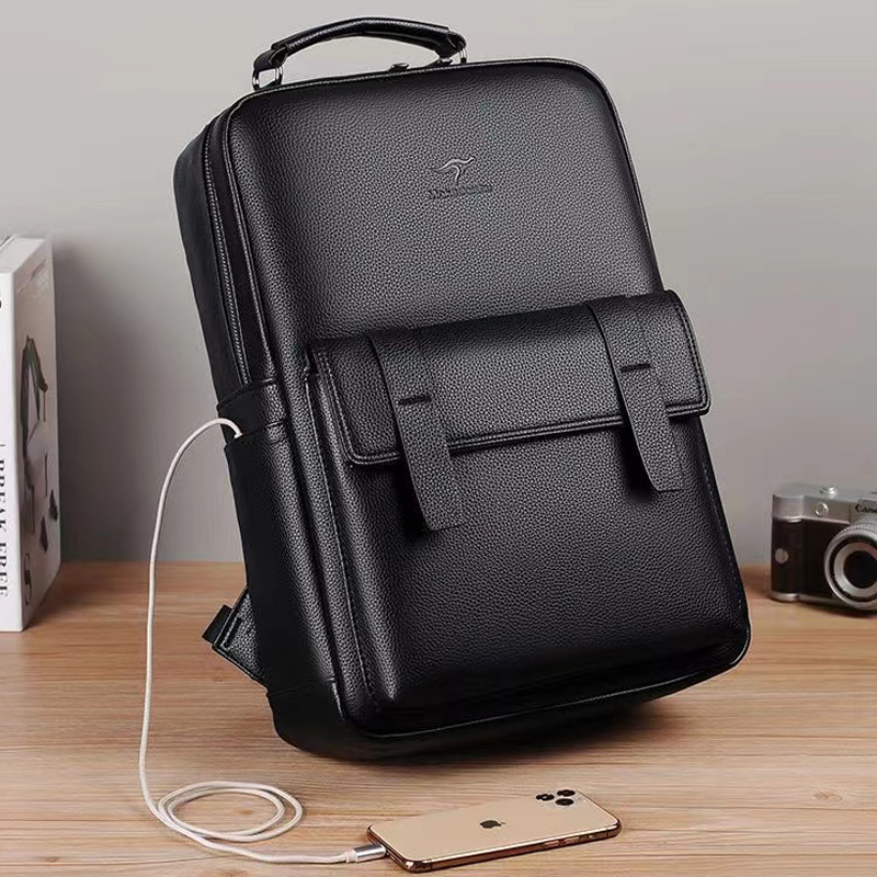Luxury Bags For Men - USBインターフェース付きメンズ高級レザーバックパック、多機能15.6インチラップトップバックパック、ハンドバッグ、ビジネス旅行用