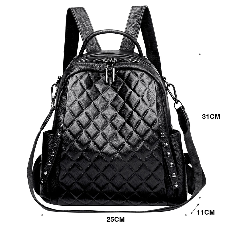 本革リュックサック女性ショルダーバッグ高級デザイナーチェック - Luxury Bags For School のレビューと価格