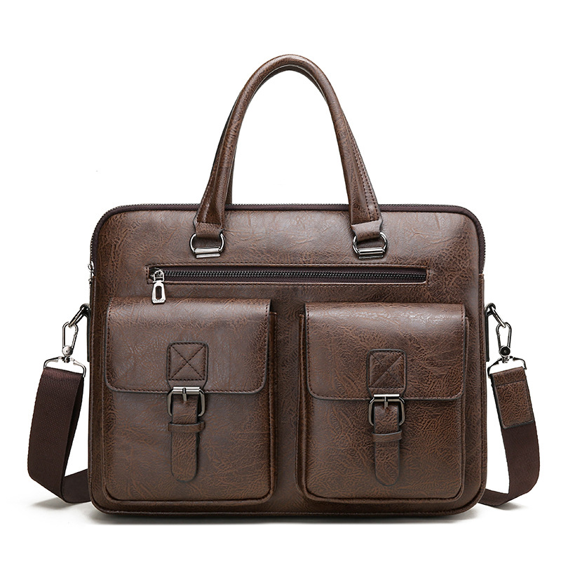 男性用PUレザービジネスブリーフケース,ショルダーバッグ,ラ - Luxury Bags For Men のレビューと価格