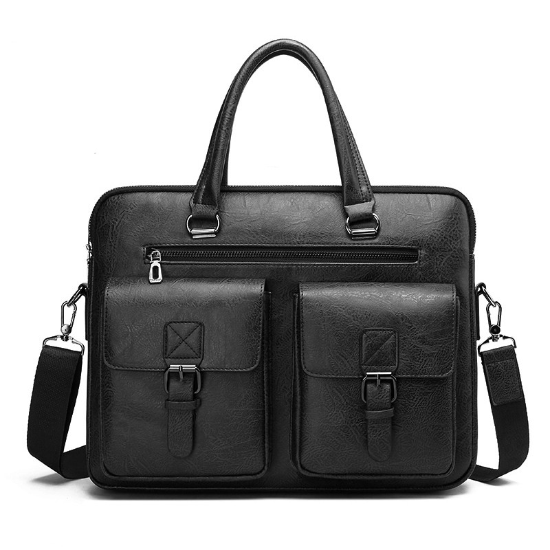 男性用PUレザービジネスブリーフケース,ショルダーバッグ,ラ - Luxury Bags For Men のレビューと価格