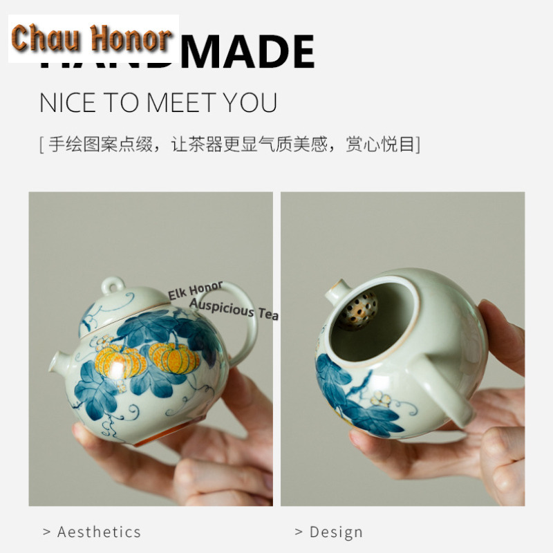 手描きのカボチャ柄トラベルティーセットキット 高級 1ポット - Luxury Bags Hand Painted のレビューと価格