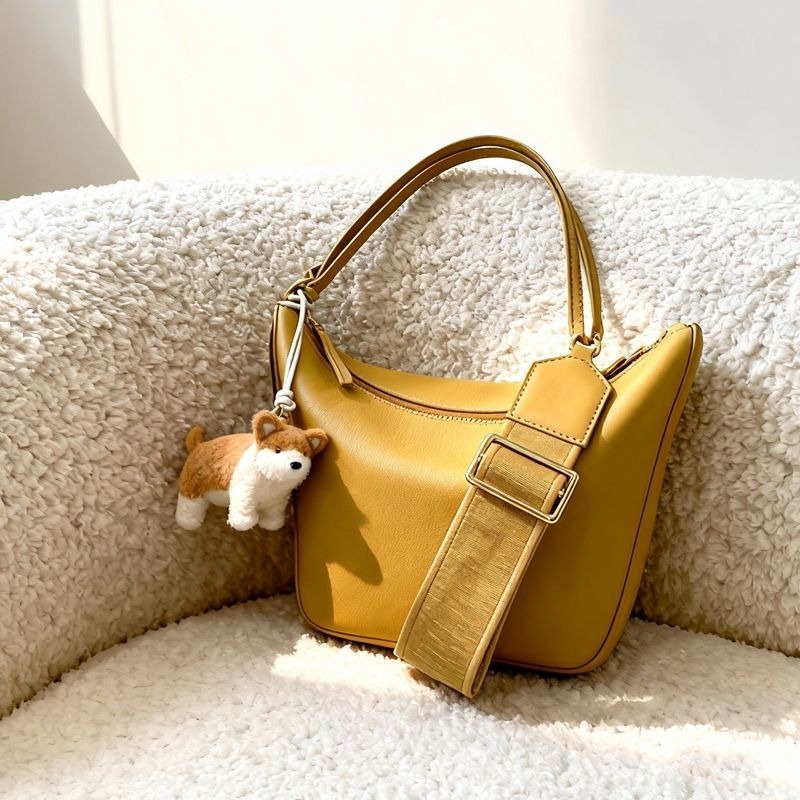 黄色のポータブル餃子バッグ女性用ライトラグジュアリーニッチ高 - Luxury Bags Yellow のレビューと価格