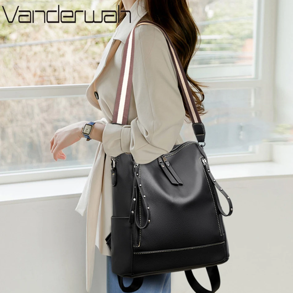 デラックスブランドのソフトレザーバックパック,防水,プレッピ - Luxury Bags For School のレビューと価格