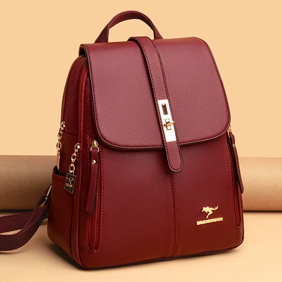 女性革大容量バックパック高品質ヴィンテージスクールバッグ女の - Luxury Bags For School のレビューと価格
