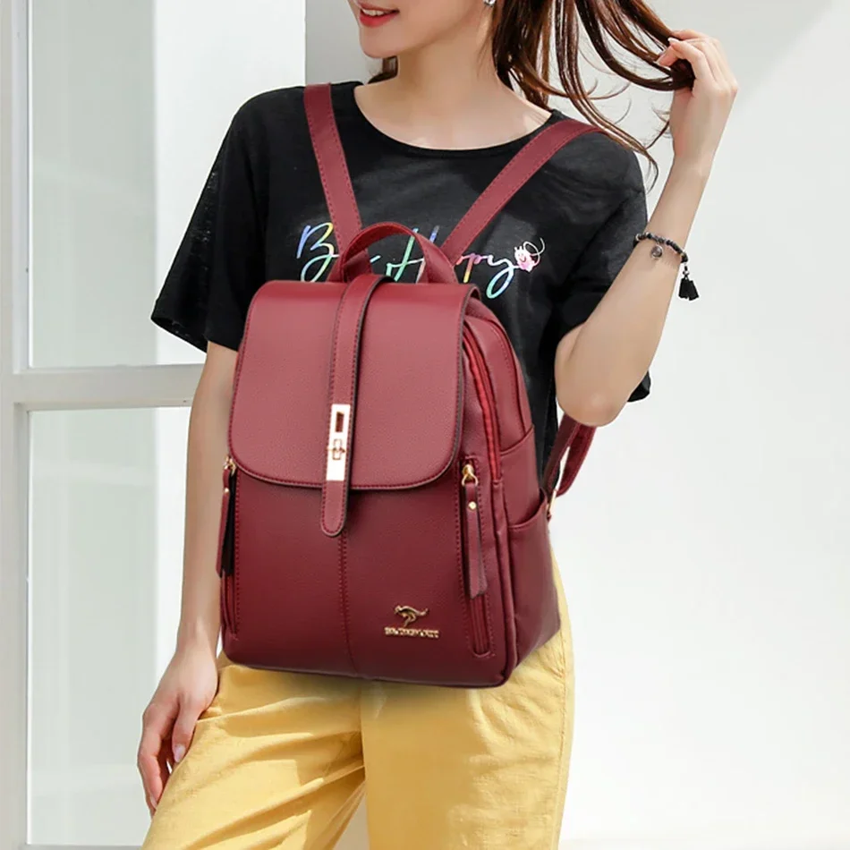 女性革大容量バックパック高品質ヴィンテージスクールバッグ女の - Luxury Bags For School のレビューと価格