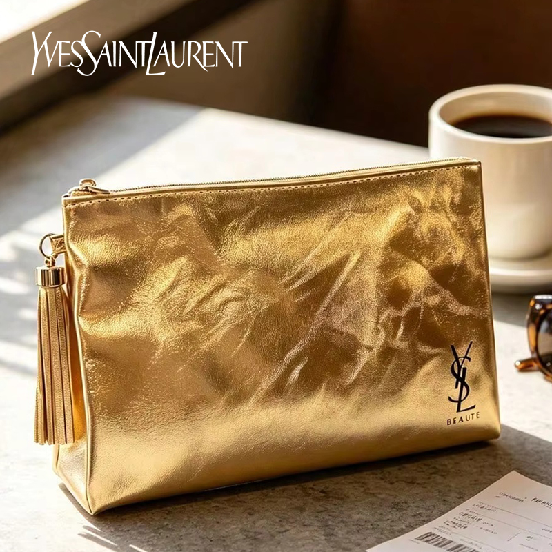 YSLゴールデンコスメティックバッグ、携帯用防水多機能ポーチ - Women Luxury Bags Ysl のレビューと価格