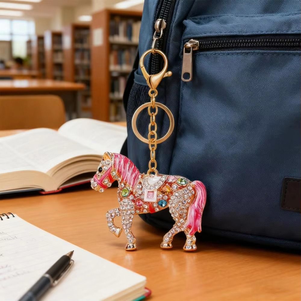 高級金属馬キーホルダー カラフルな輝くラインストーン 動物キ - Luxury Bags Yellow のレビューと価格