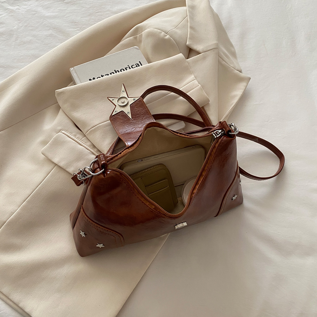 Y2K ヴィンテージ ショルダーバッグ ソフト PU ソリッ - Shoulder Bag Slouchy のレビューと価格