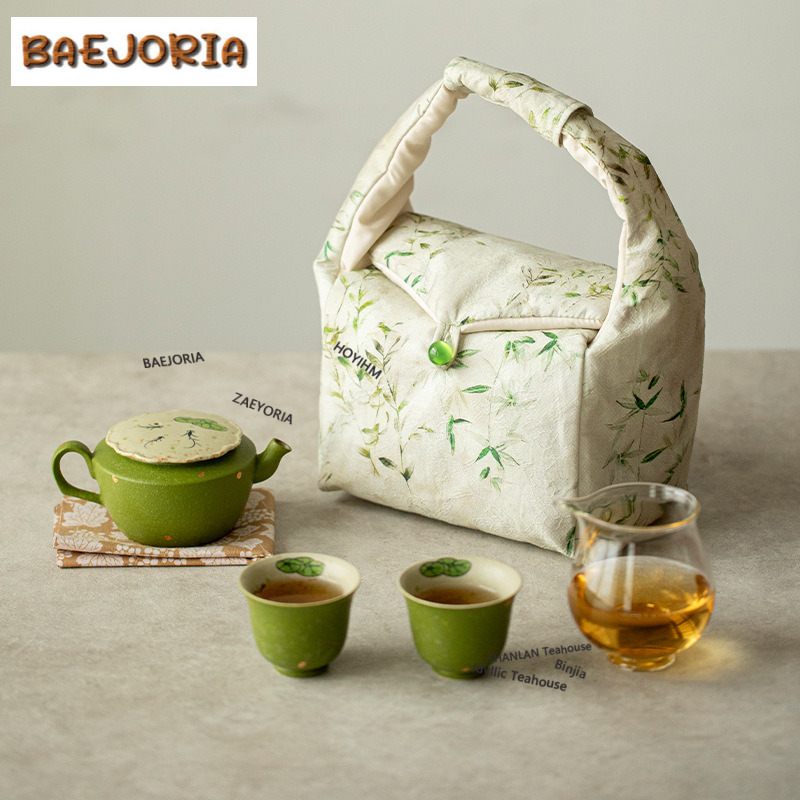 手描きの魚と蓮の葉模様の旅行用茶器セット、豪華な1ポット3カ - Luxury Bags Hand Painted のレビューと価格
