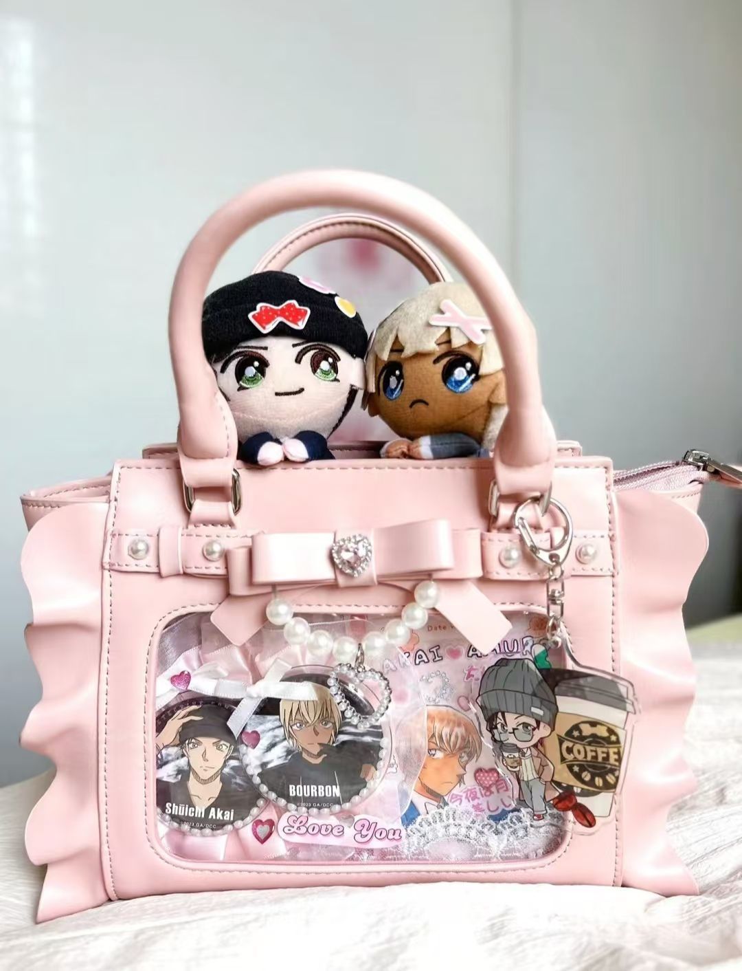 原宿スクエアピンク Ita バッグ女性新日本パールハンドルメ - Wristlet Wallet Zipper のレビューと価格