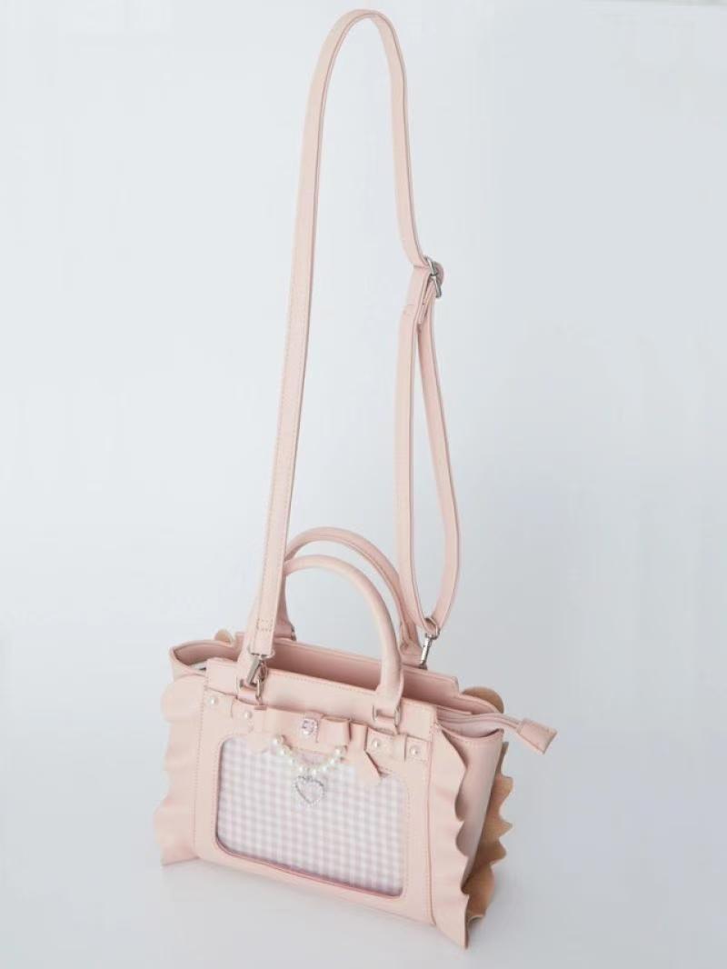 原宿スクエアピンク Ita バッグ女性新日本パールハンドルメ - Wristlet Wallet Zipper のレビューと価格