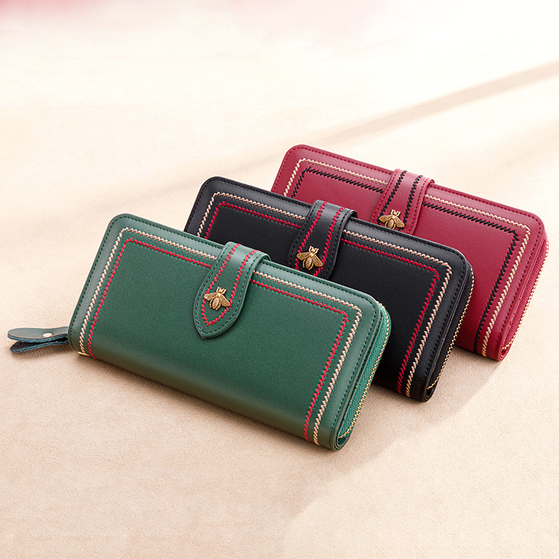 本革財布女性クラッチ女性財布ロングマネーバッグジッパーコイン - Wristlet Wallet Zipper のレビューと価格