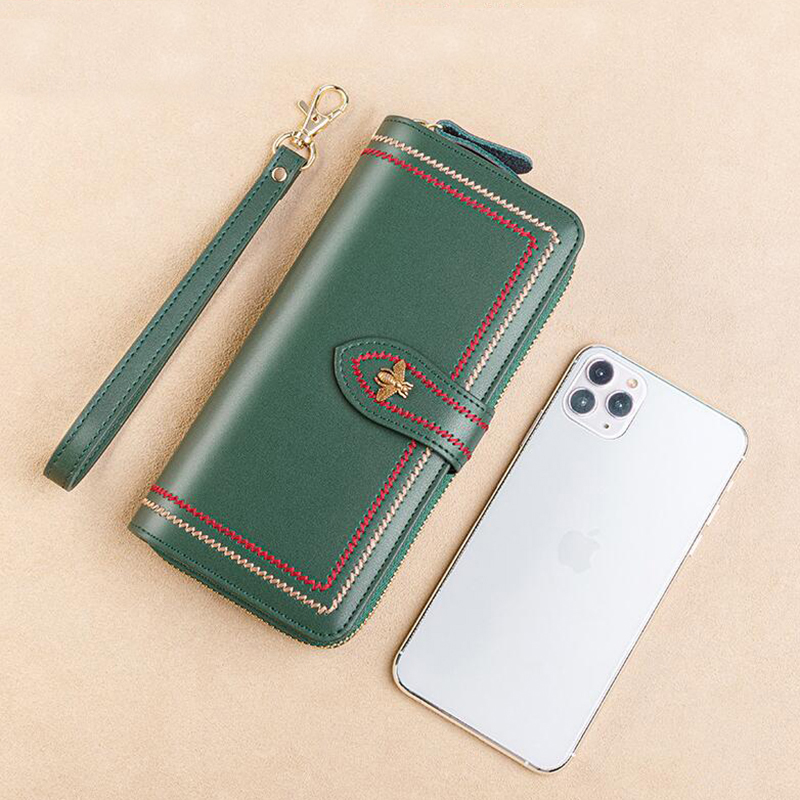 本革財布女性クラッチ女性財布ロングマネーバッグジッパーコイン - Wristlet Wallet Zipper のレビューと価格